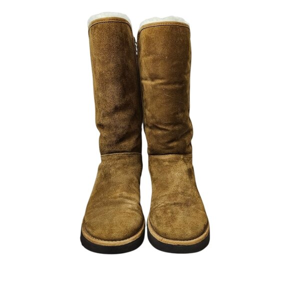 UGG Australia Women's Abree II Tall Suede Shearling Bruno Brown Boots - Picture 3 of 10